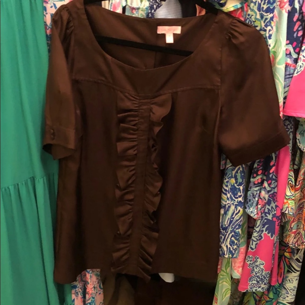 Lilly Pulitzer brown ruffle top 8